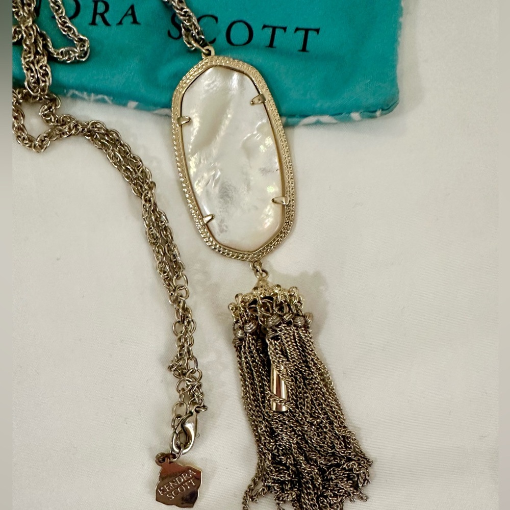 Kendra Scott Gold Long Pendant Necklace - Ivory Mother-of-Pearl